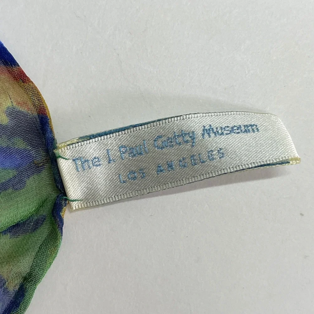 J Paul Getty Museum Scarf Van Gogh Irises Women Blue Green Silk Floral Art